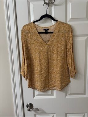 GAP Mustard Yellow Floral V-Neck Blouse